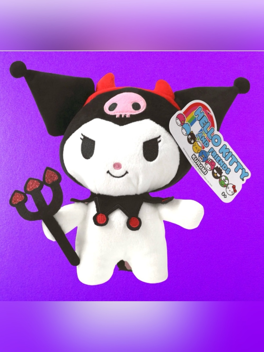 Sanrio Kuromi Plush Toy - Black, White & Red Devil Outfit
